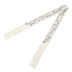 Hermes Twilly Fringe les Cles a Pois Silk Leather Scarf — view 2