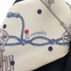Hermes Twilly Fringe les Cles a Pois Silk Leather Scarf — view 6