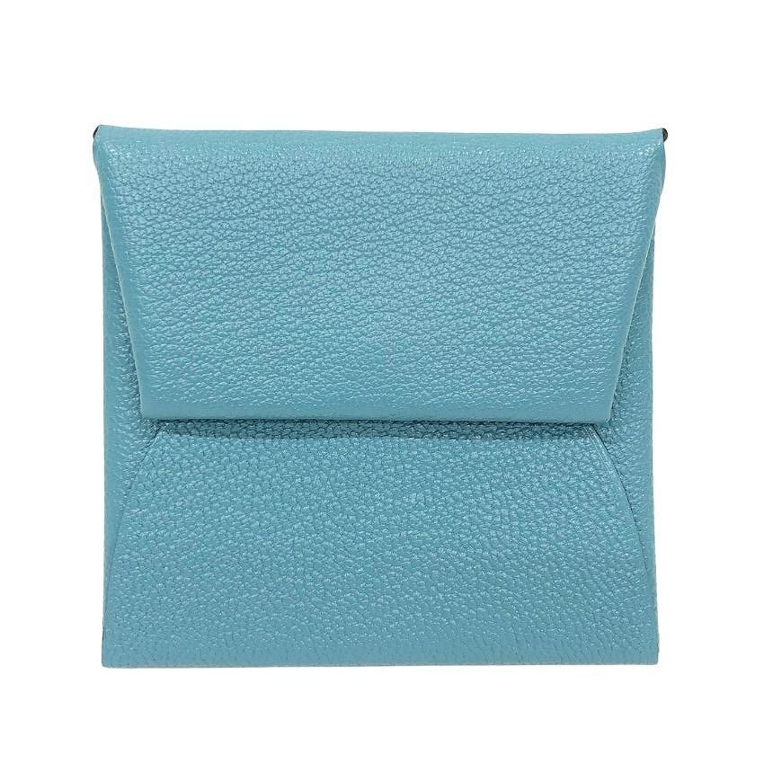 Hermes Bastia Verso Coin Purse New Denim Blue Havana