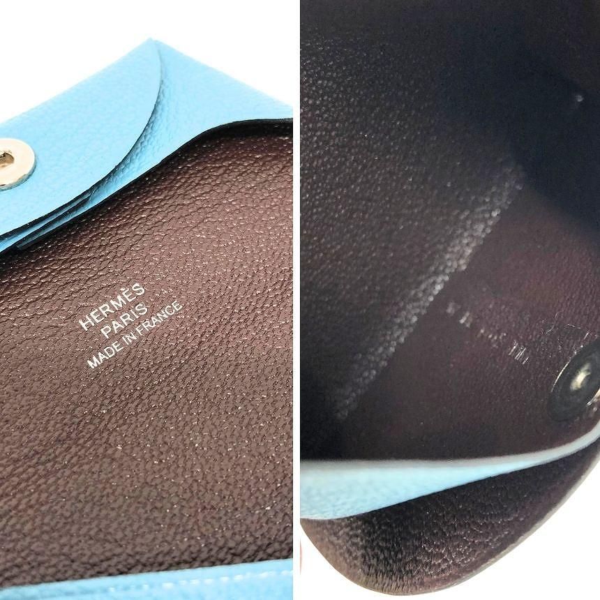 Hermes Bastia Verso Coin Purse New Denim Blue Havana — view 3