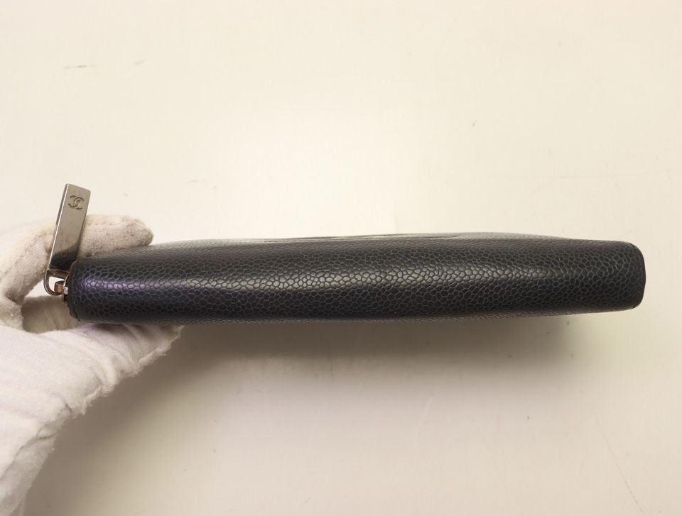 Chanel CC Logo Caviar Leather Zip Around Wallet — view 3
