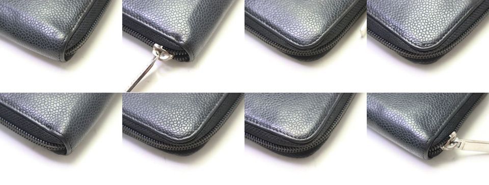 Chanel CC Logo Caviar Leather Zip Around Wallet — view 4