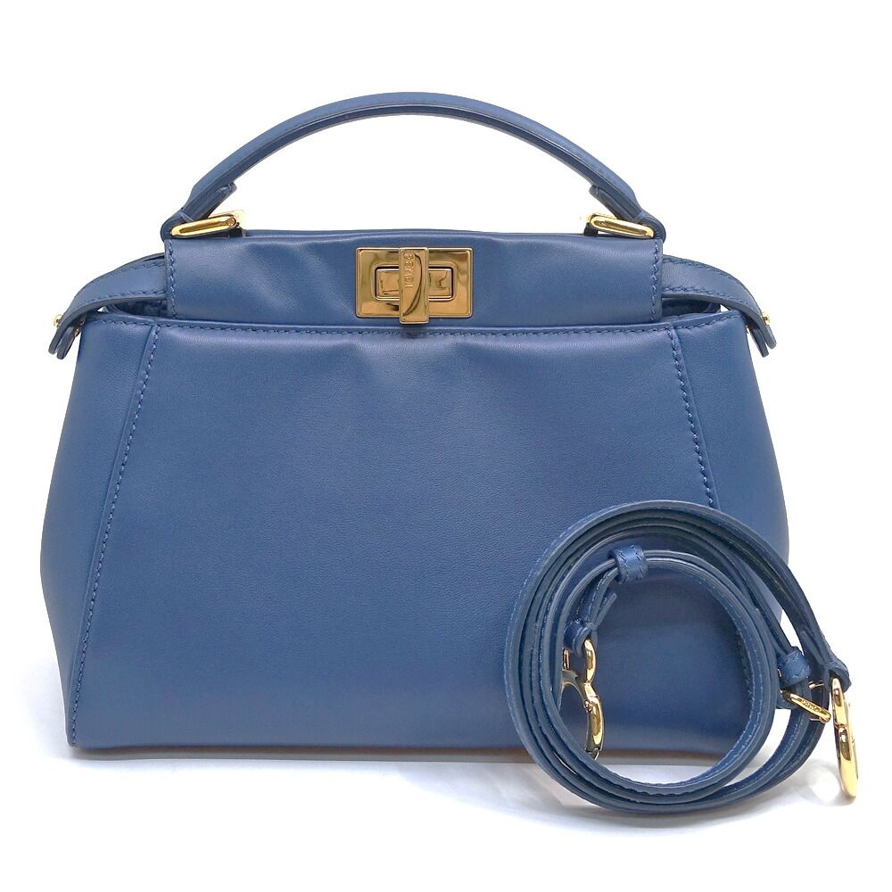 Fendi Peekaboo Mini Leather Gold Handbag 2-Way