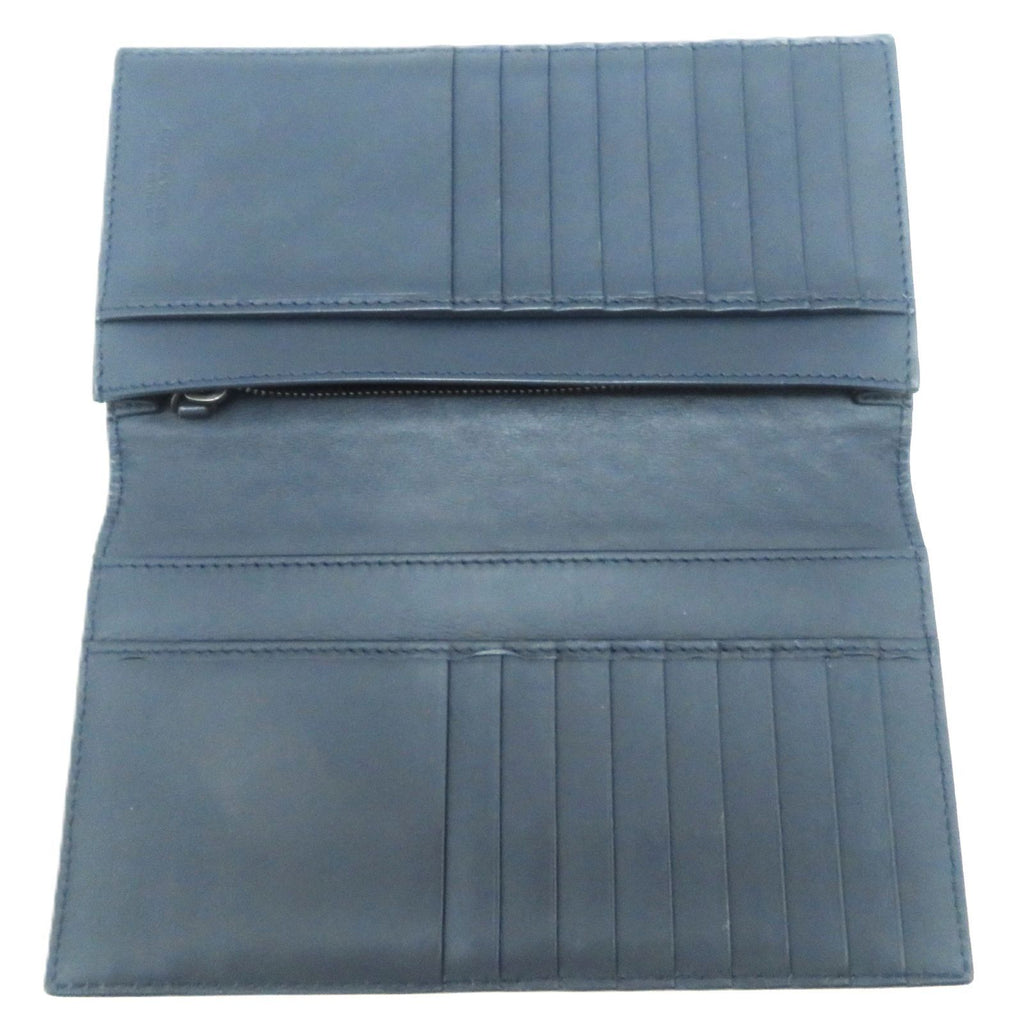 Bottega Veneta Intrecciato Bifold Zip Wallet Navy Leather — view 6