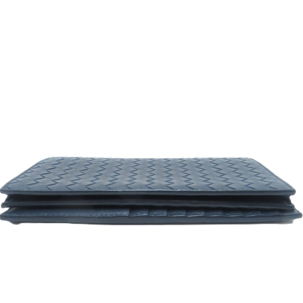 Bottega Veneta Intrecciato Bifold Zip Wallet Navy Leather — view 5