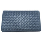 Bottega Veneta Intrecciato Bifold Zip Wallet Navy Leather