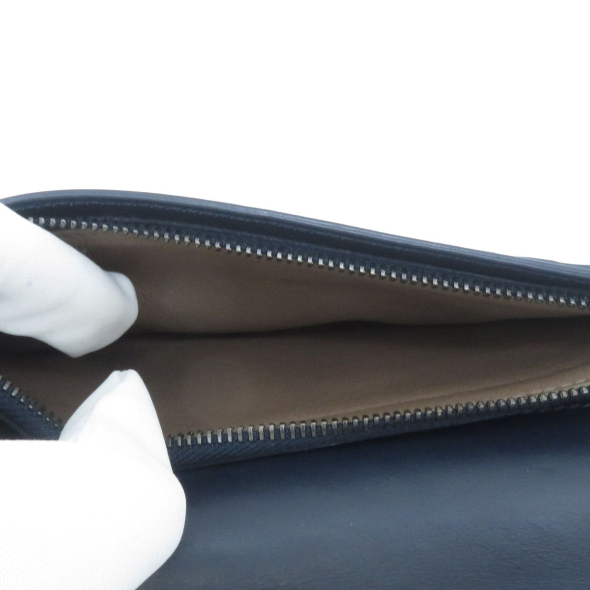 Bottega Veneta Intrecciato Bifold Zip Wallet Navy Leather — view 8