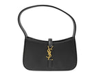 Saint Laurent Handbag Mini Hobo Black Leather YSL Gold