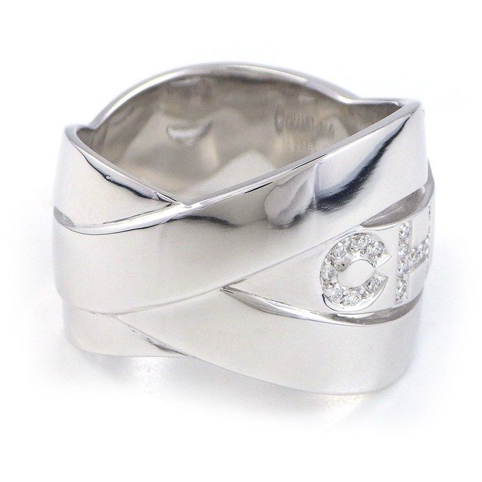 Chanel Ring Boldic Signature Wide Ribbon Diamond 18K White Gold — view 2