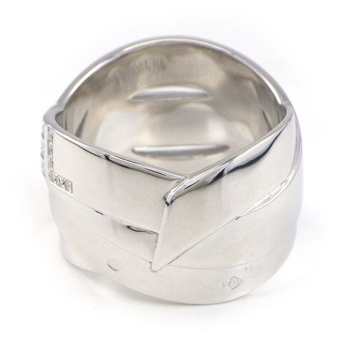 Chanel Ring Boldic Signature Wide Ribbon Diamond 18K White Gold — view 3
