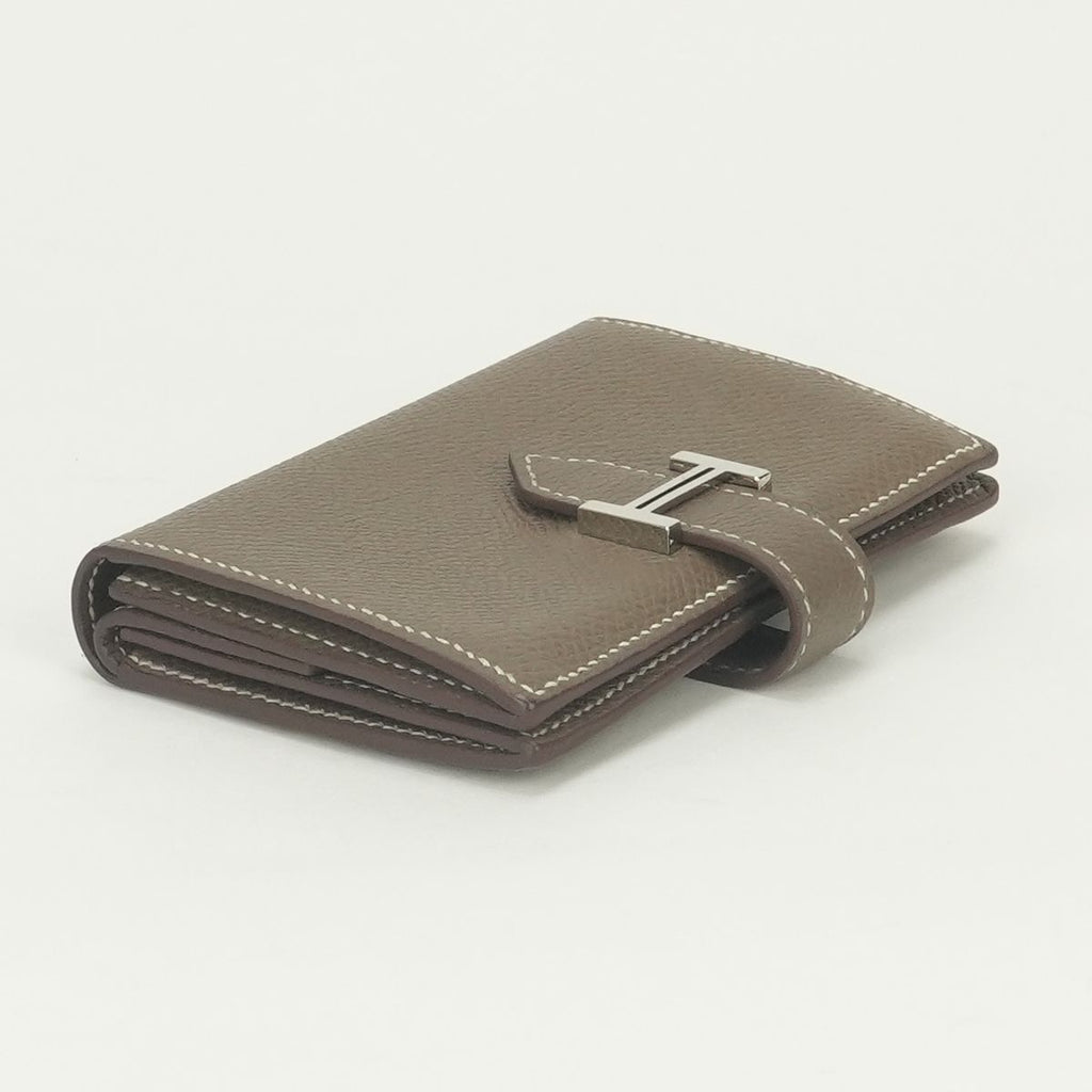 Hermes Bearn Mini Wallet Bifold Epsom Etoupe Gray Silver Veau — view 3