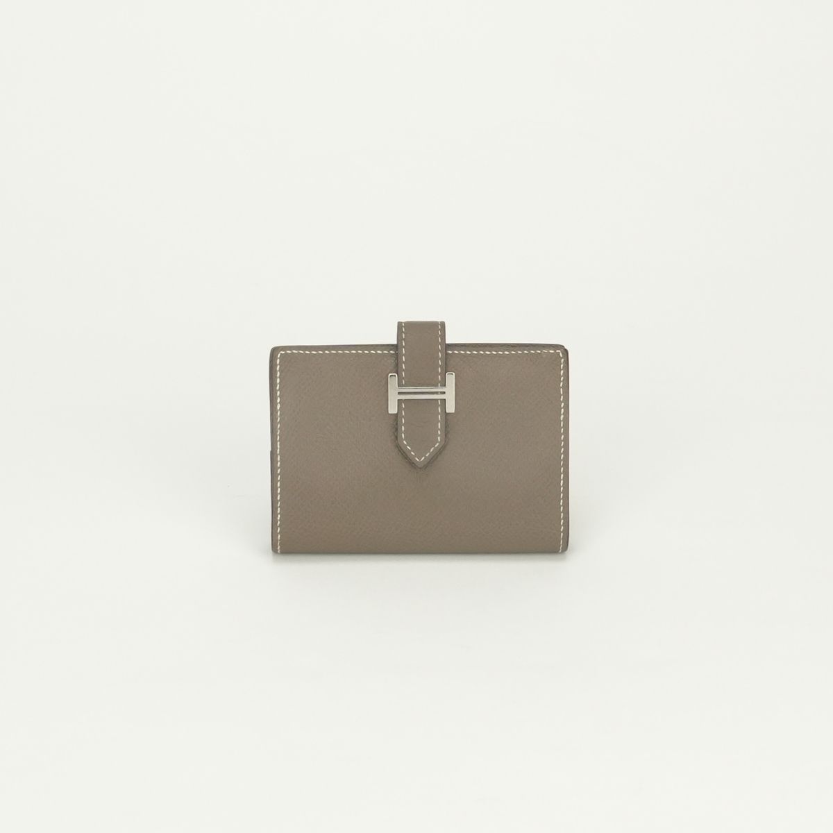 Hermes Bearn Mini Wallet Bifold Epsom Etoupe Gray Silver Veau