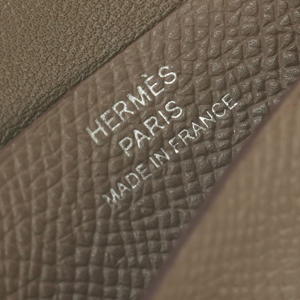 Hermes Bearn Mini Wallet Bifold Epsom Etoupe Gray Silver Veau — view 7