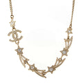 Chanel CC Logo Star Rhinestone Necklace Gold
