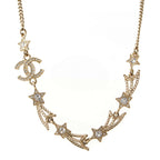 Chanel CC Logo Star Rhinestone Necklace Gold