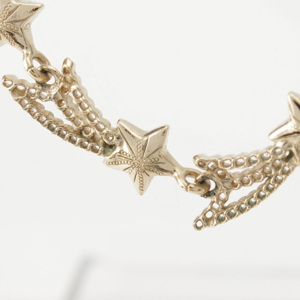 Chanel CC Logo Star Rhinestone Necklace Gold — view 8