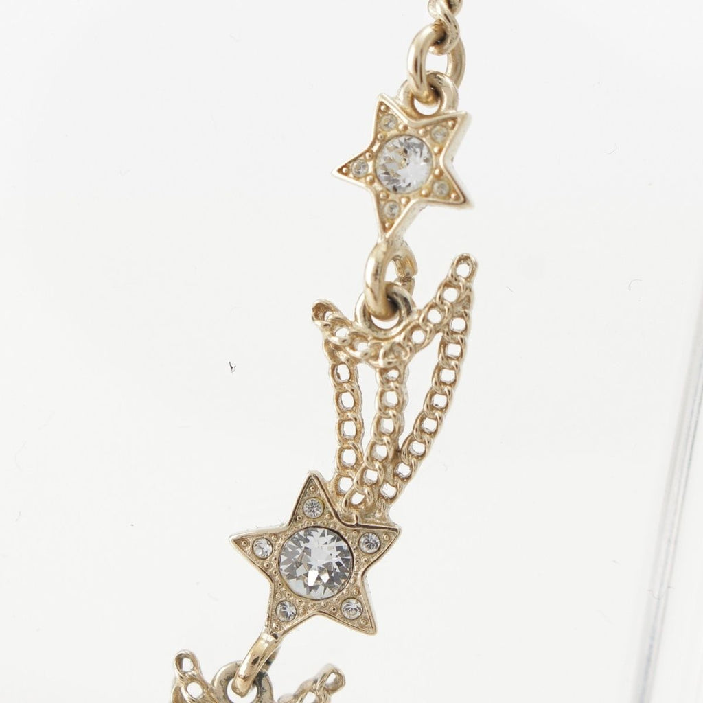 Chanel CC Logo Star Rhinestone Necklace Gold — view 6