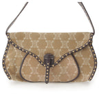 Celine Paris Macadam Canvas Studded Vintage Shoulder Bag Khaki — view 2