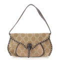 Celine Paris Macadam Canvas Studded Vintage Shoulder Bag Khaki