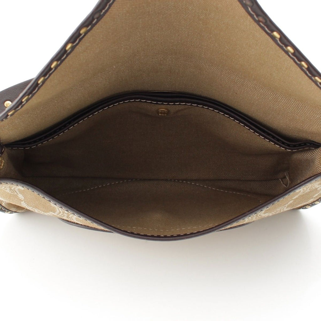 Celine Paris Macadam Canvas Studded Vintage Shoulder Bag Khaki — view 7