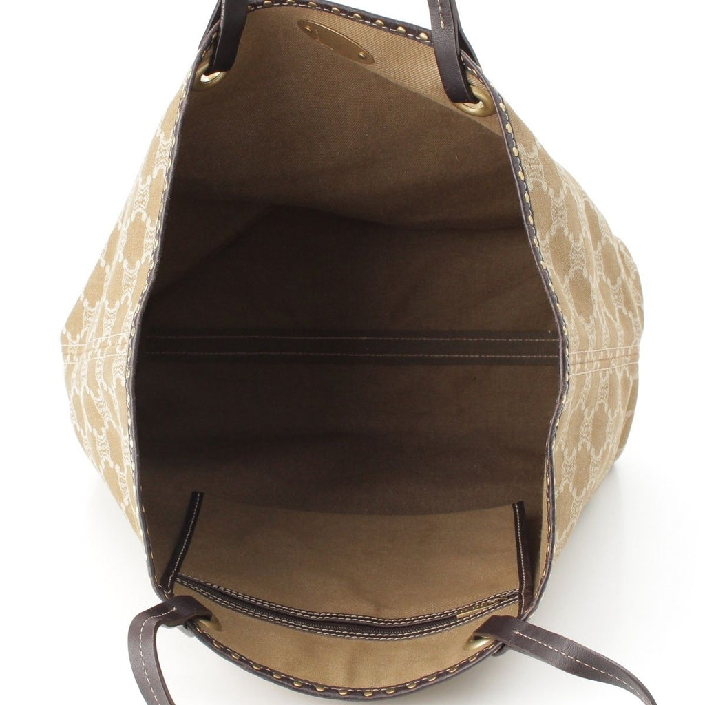 Celine Paris Macadam Canvas Studded Vintage Tote Bag Khaki — view 6
