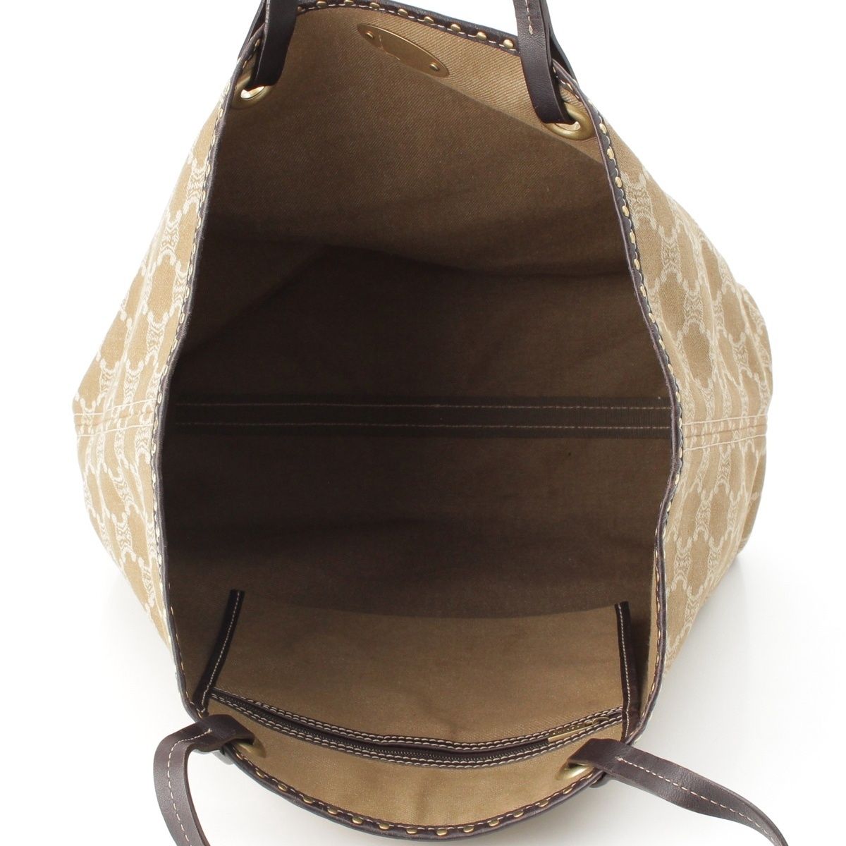 Celine Paris Macadam Canvas Studded Vintage Tote Bag Khaki — view 6