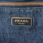 Prada Canapa Denim Canvas Tote Bag Indigo Blue — view 7