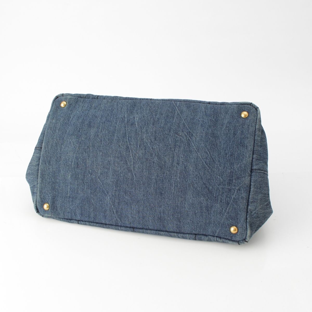 Prada Canapa Denim Canvas Tote Bag Indigo Blue — view 5