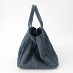 Prada Canapa Denim Canvas Tote Bag Indigo Blue — view 3