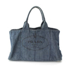 Prada Canapa Denim Canvas Tote Bag Indigo Blue