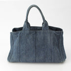 Prada Canapa Denim Canvas Tote Bag Indigo Blue — view 4