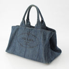 Prada Canapa Denim Canvas Tote Bag Indigo Blue — view 2
