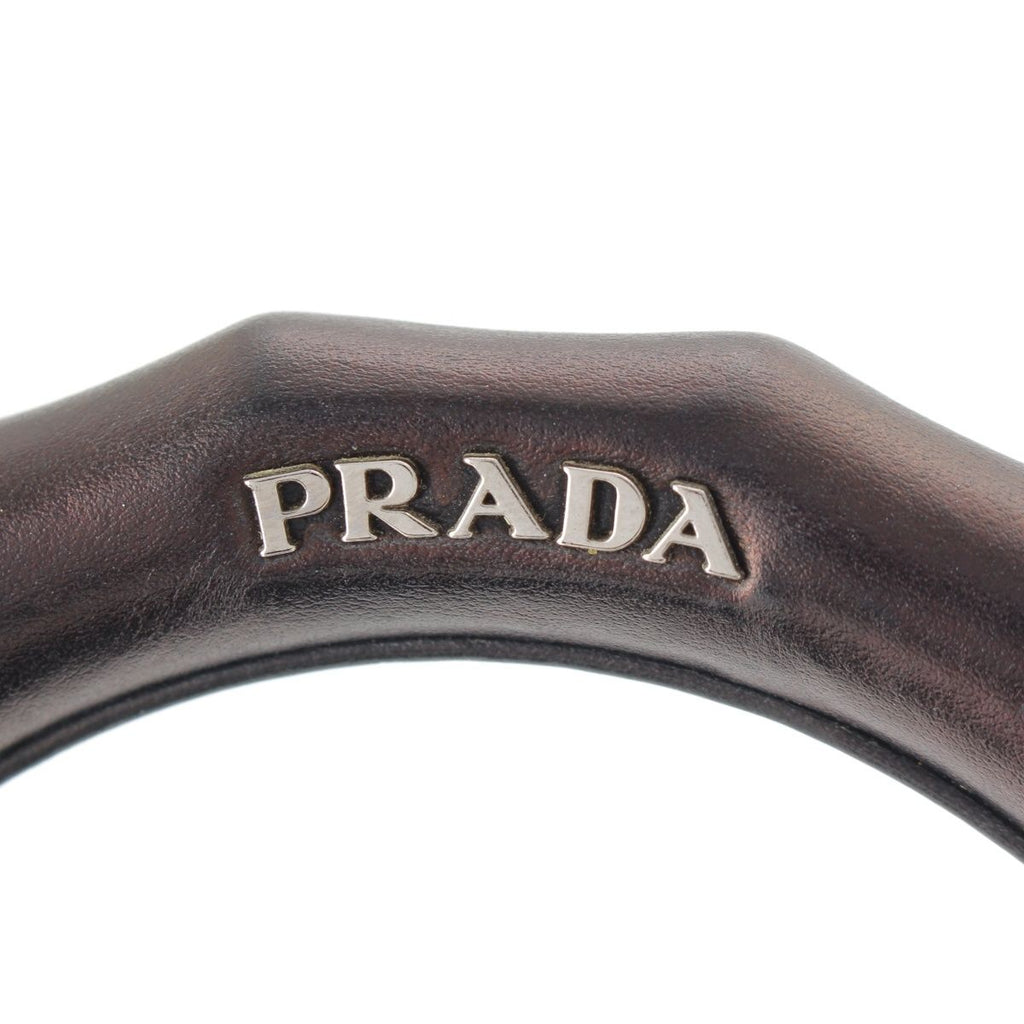 Prada Tambour Leather Wood Handle Bucket Handbag Black — view 7
