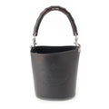 Prada Tambour Leather Wood Handle Bucket Handbag Black