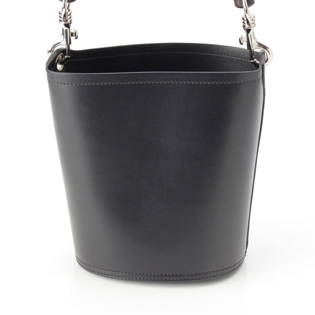 Prada Tambour Leather Wood Handle Bucket Handbag Black — view 4