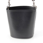 Prada Tambour Leather Wood Handle Bucket Handbag Black — view 4