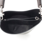 Prada Tambour Leather Wood Handle Bucket Handbag Black — view 6