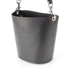 Prada Tambour Leather Wood Handle Bucket Handbag Black — view 2