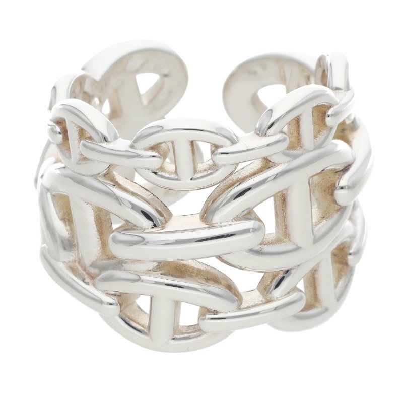 Hermes Chaine D'ancre Enchainee GM Silver Ring