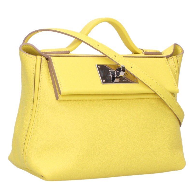 Hermes Vanquatre Mini Silver Evercolor Swift Lime Handbag 21