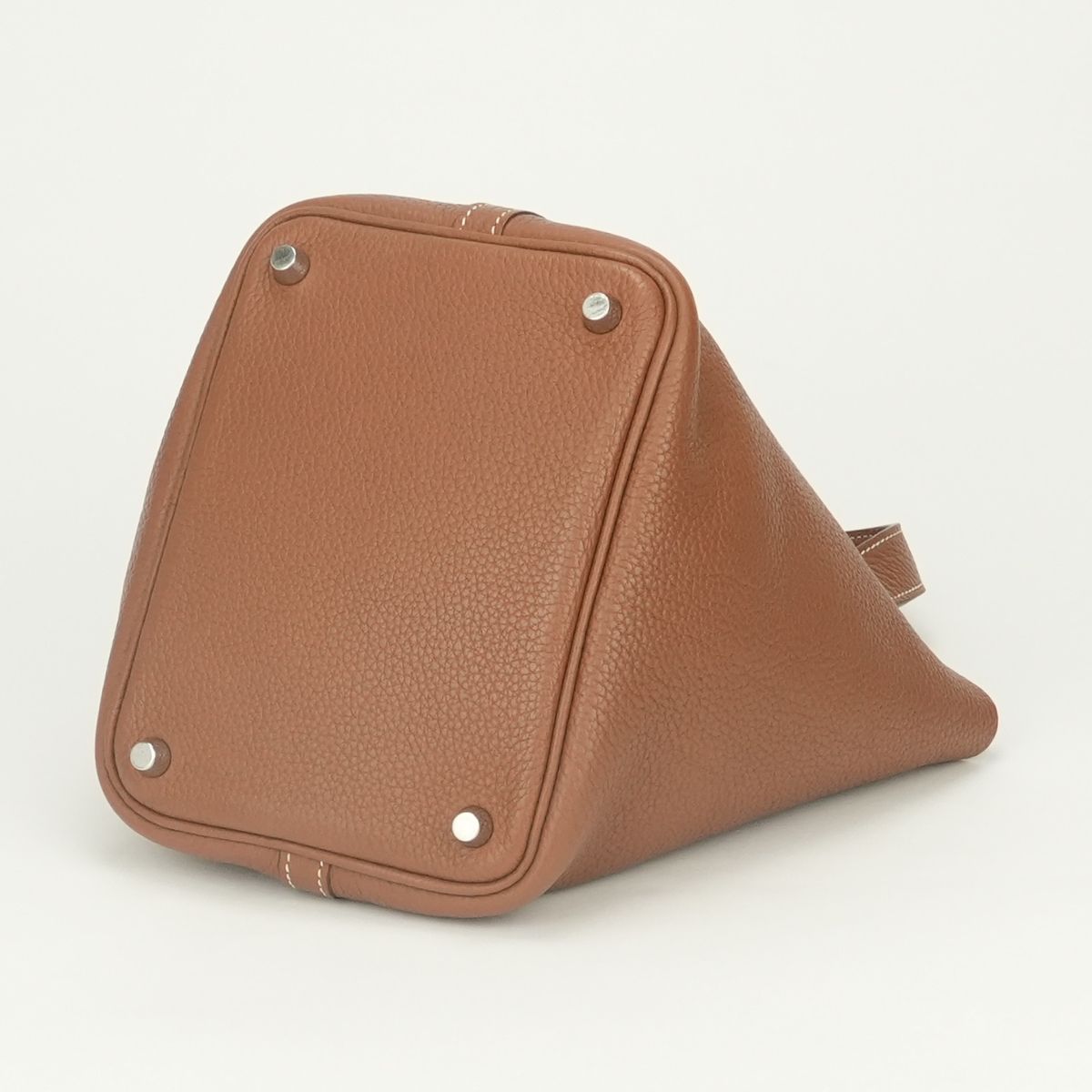 Hermes Picotin Lock PM 18 Tote Bag Taurillon Clemence Gold Brown Silver — view 5