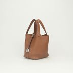 Hermes Picotin Lock PM 18 Tote Bag Taurillon Clemence Gold Brown Silver — view 2