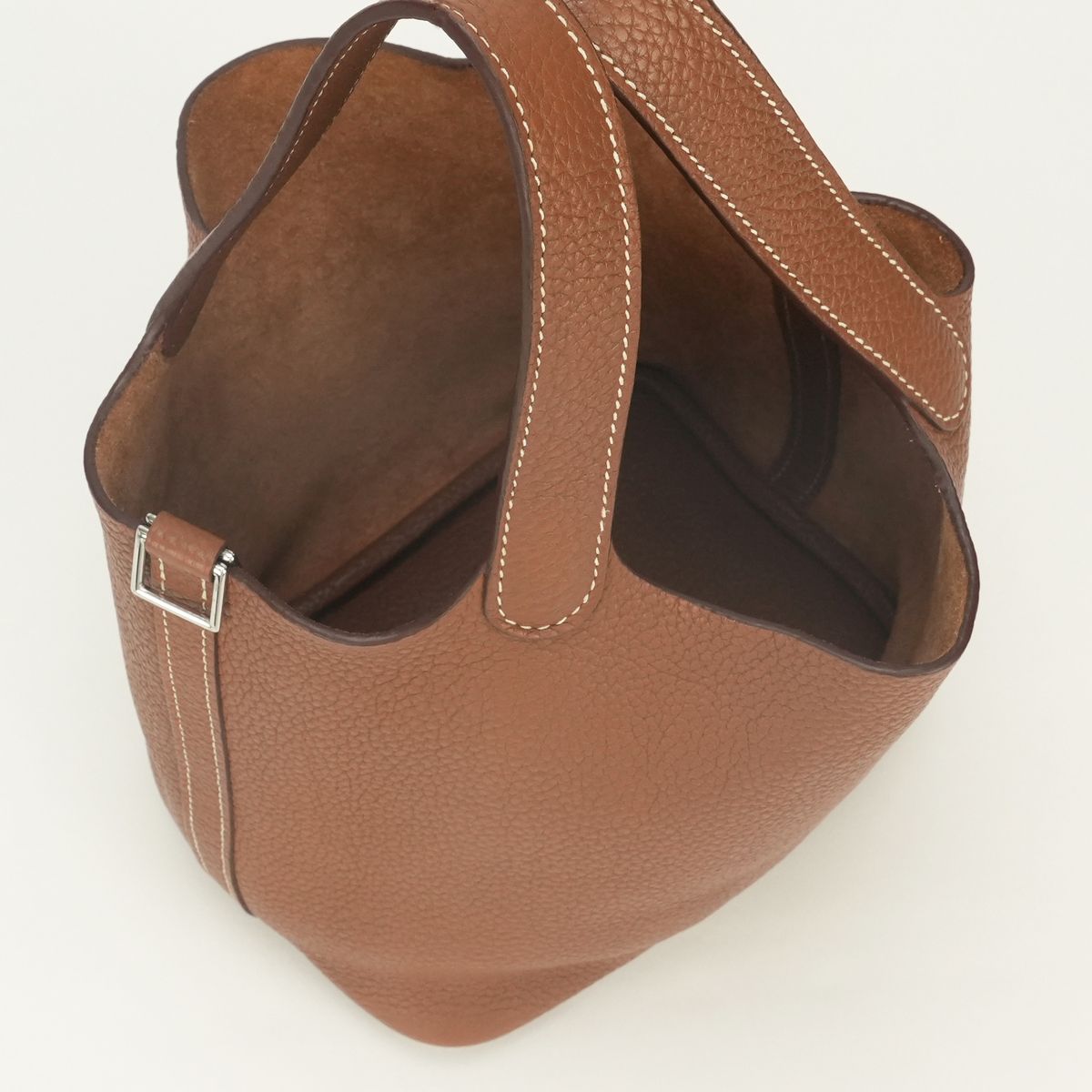 Hermes Picotin Lock PM 18 Tote Bag Taurillon Clemence Gold Brown Silver — view 7