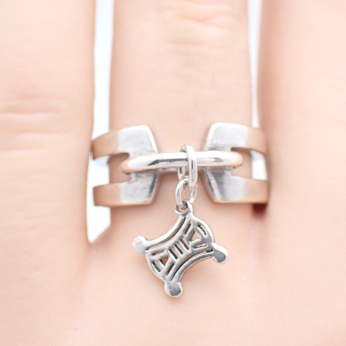 Celine Macadam Drop Charm Ring 925 Sterling — view 6