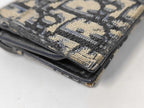 Dior Card Case Oblique Saddle Navy Canvas Leather Gold — view 3