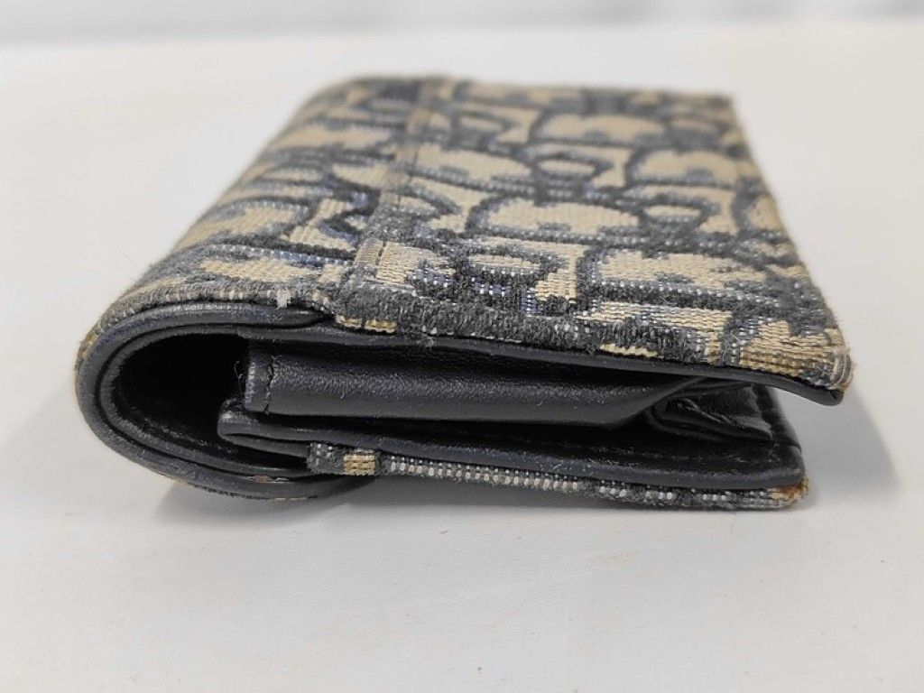 Dior Card Case Oblique Saddle Navy Canvas Leather Gold — view 5