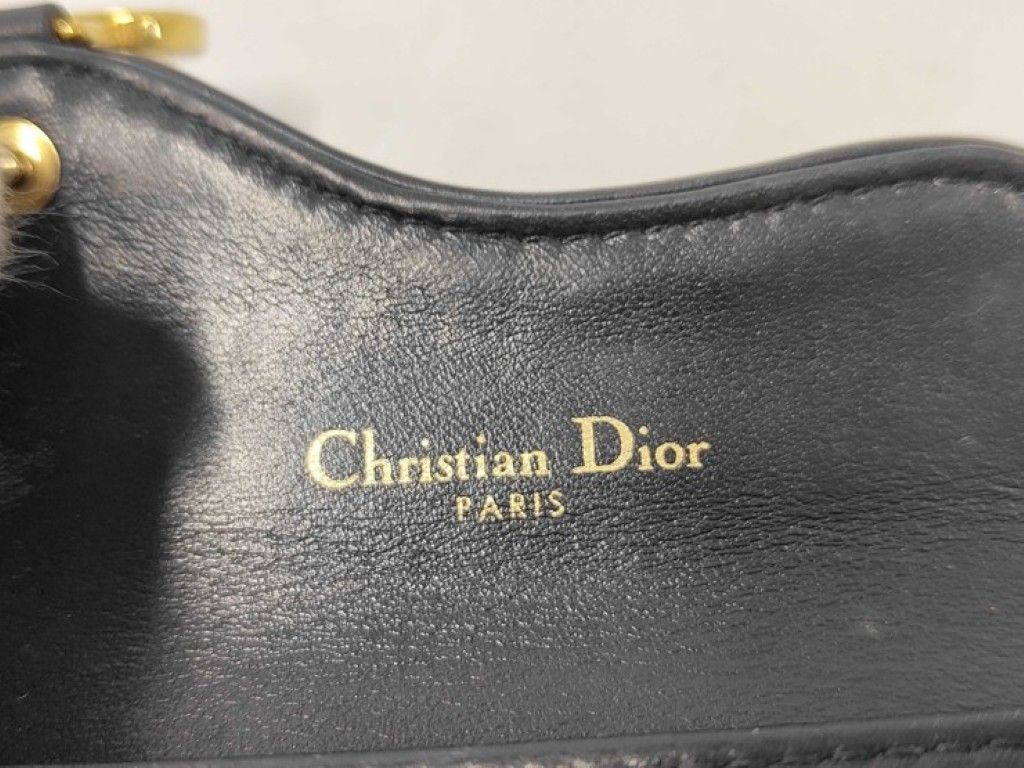 Dior Card Case Oblique Saddle Navy Canvas Leather Gold — view 8