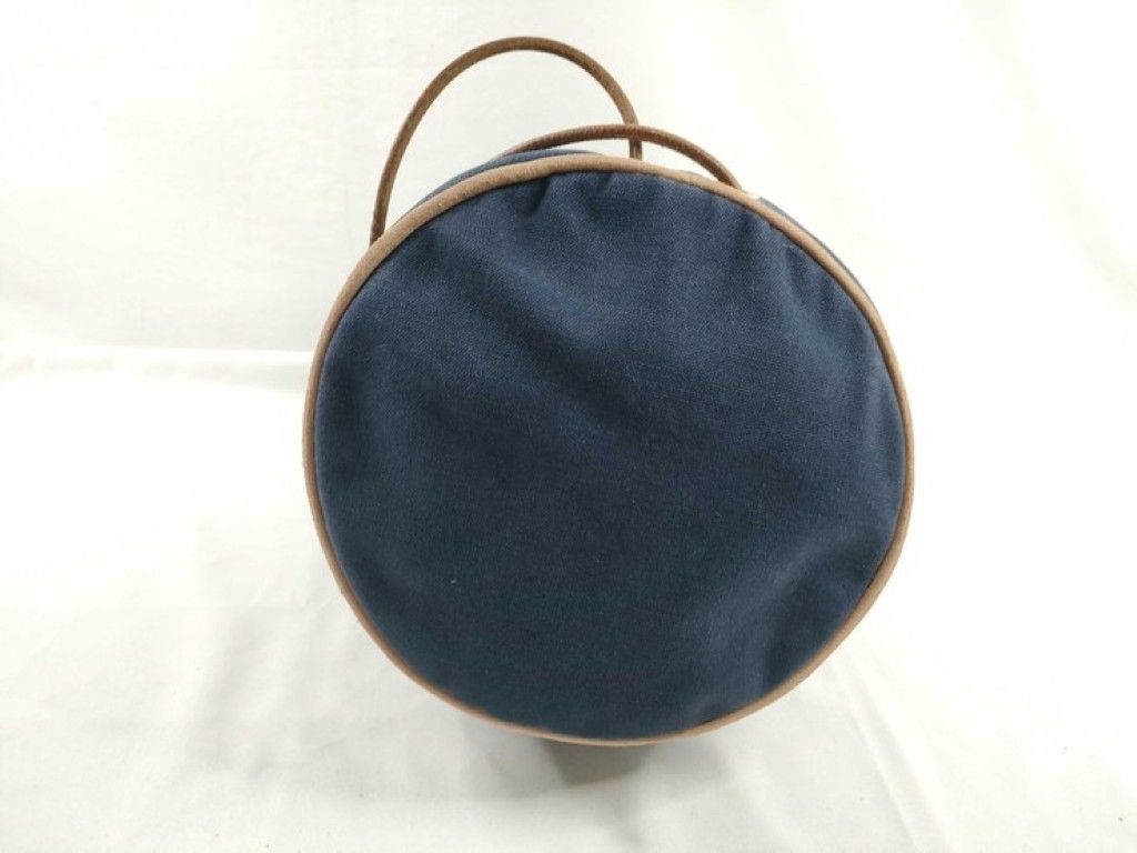 Hermes Shoulder Bag Polochon Mimile PM Navy Canvas Leather — view 4