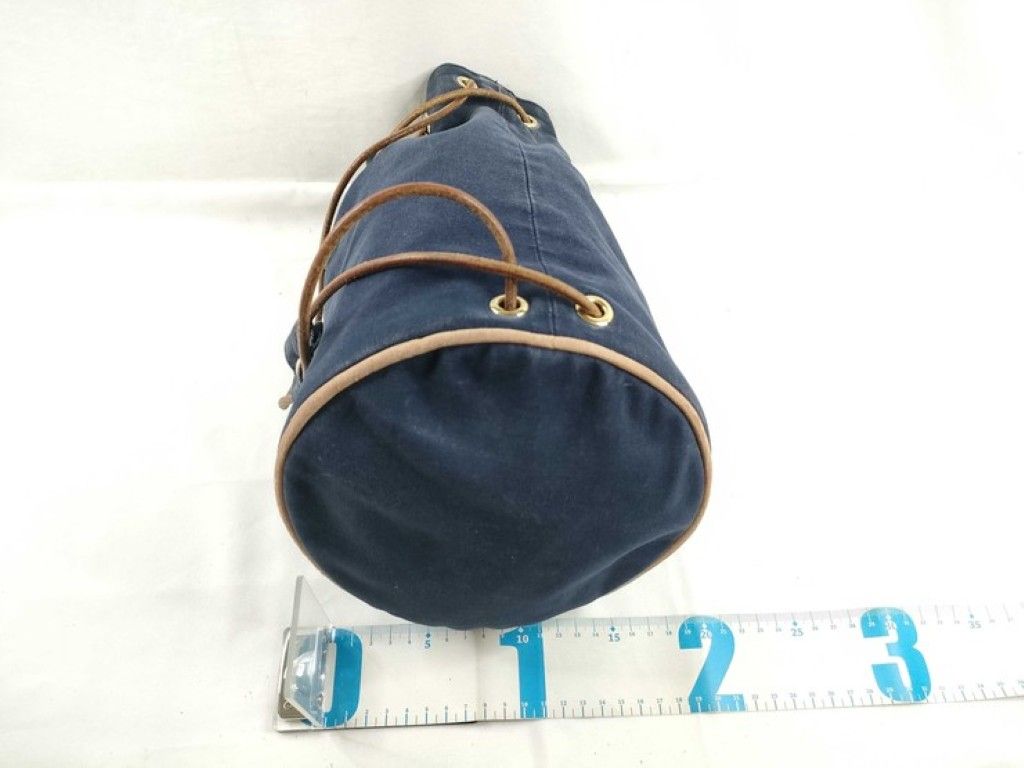 Hermes Shoulder Bag Polochon Mimile PM Navy Canvas Leather — view 2