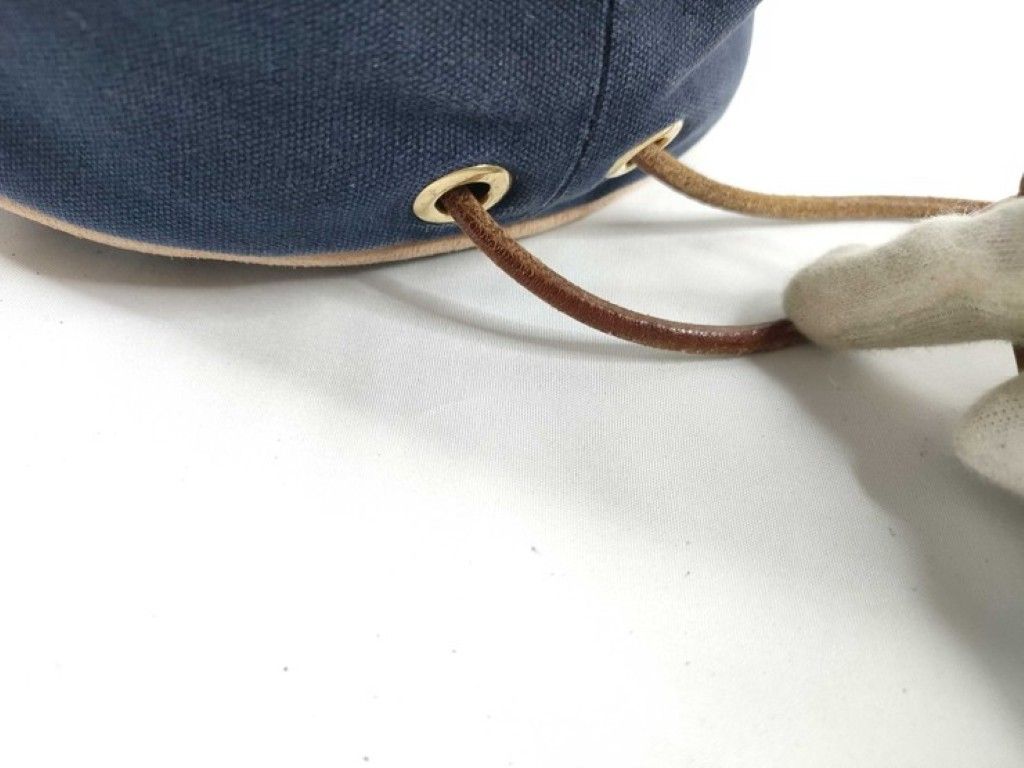 Hermes Shoulder Bag Polochon Mimile PM Navy Canvas Leather — view 6